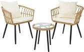 Relaxwonen - Salon de jardin - 2 Chaises + table - Rotin