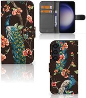 Telefoonhoesje Geschikt voor Samsung Galaxy S24 Flipcase Cover Pauw met Bloemen