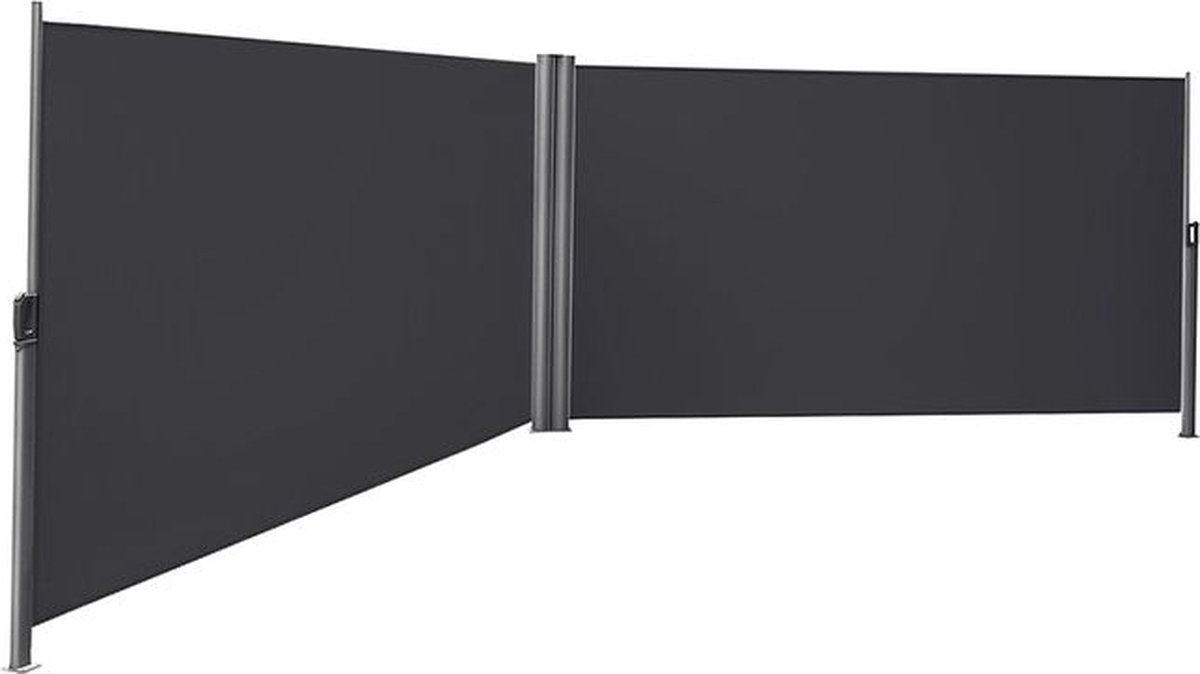 Rootz Luifel - Dubbelzijdige luifel - Uitschuifbaar - Gemaakt van verdikt polyester - Omkeerbare terrasluifel - Zonnescherm - Terrasscherm met dubbele afscherming - Aluminium - Antraciet - 160 cm x 600 cm (H x L)