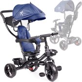 Playos® - Tricycle Push Bike - Blauw - jusqu'à 50 kg - Chaise pivotante - Parasol - 1 à 5 ans - Multifonction - Poussette - Tricycle - Vélo avec barre de poussée