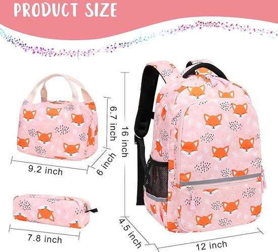 FANDARE 3-in-1 Children's Backpack, School Backpack for Girls