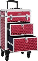 Topquality SONGMICS Trolley Cosmetische Hoes, Aluminium make-uphoes, schoonheidskoffer, rood JHZ08RD