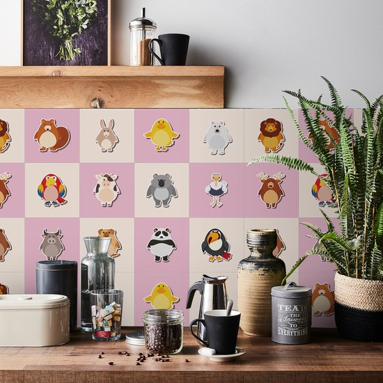 Ulticool Décoration Autocollant carrelages - Mignons Animaux Mignons Chambre d'enfant Bébé Bambin Enfant - 15x15 cm - 15 pièces Autocollants pour carrelage Autocollants pour meubles - Carrelage autocollant - Salle de bain - Cuisine