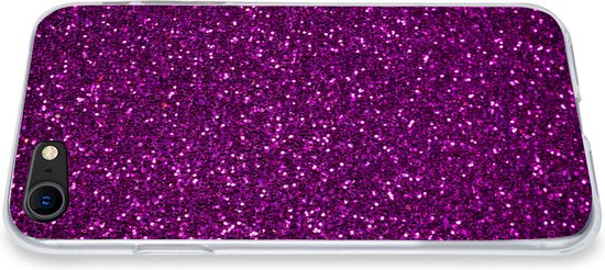 Coque pour iPhone SE 2020 - Texture pailletée violette et rose - Coque de téléphone en Siliconen