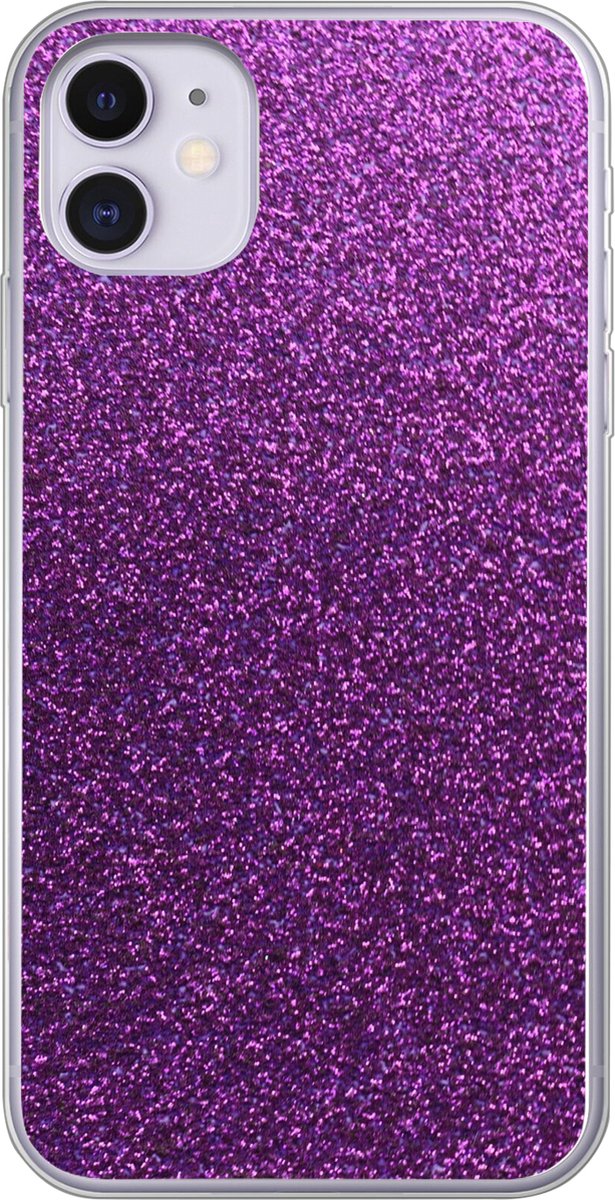 Telefoonhoesje Geschikt voor iPhone 11 hoesje - Glitter - Roze - Design - Abstract - Siliconen Telefoonhoesje Telefoonhoesje