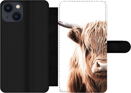 Bookcase iPhone 13 Bookcase - Highlander écossais - Vache - Animaux - Avec compartiments - Étui portefeuille avec fermeture magnétique