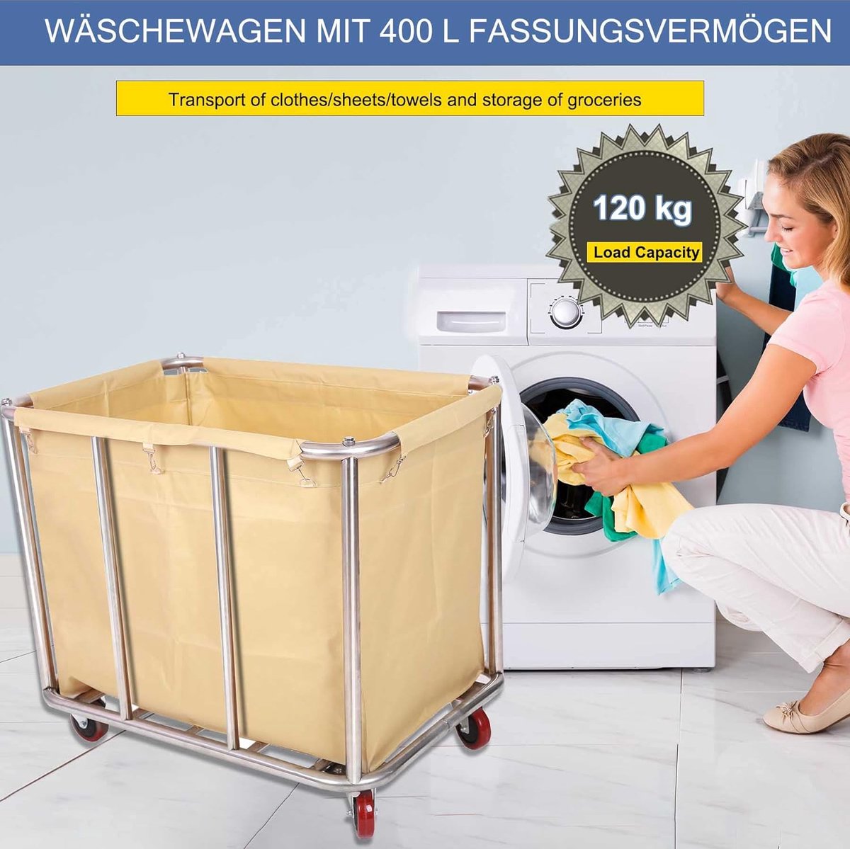 Saro waswagen AF 264, RVS, crème, 90 x 65 x 85 cm