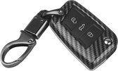 Premium Sleutelcover - Gloss Carbon Look - Sleutelhoesje Geschikt voor Volkswagen Golf / Tiguan / Seat Leon / Ateca / Ibiza - Skoda Kodiaq / Octavia / Karoq - Key Cover - Auto Accessoires