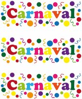 Carnaval/party decoratie raamsticker - 3x - gekleurde letters - versiering - 75 x 25 cm