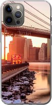 Geschikt voor iPhone 12 Pro hoesje - New York - Brooklyn - Bridge - Siliconen Telefoonhoesje