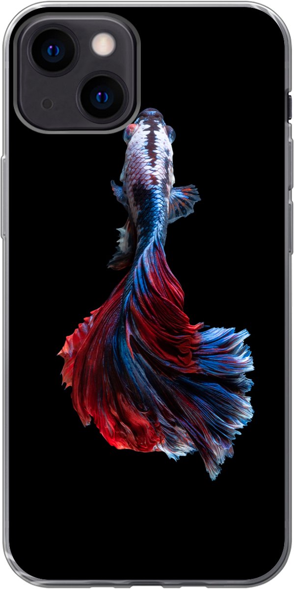Telefoonhoesje Geschikt voor iPhone 13 hoesje - Vis - Staart - Zwart - Siliconen Telefoonhoesje Telefoonhoesje
