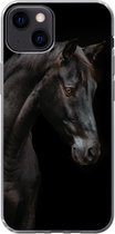 Telefoonhoesje Geschikt voor iPhone 13 hoesje - Paard - Dieren - Zwart - Portret - Siliconen Telefoonhoesje
