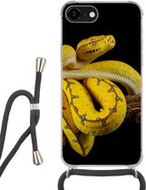 Coque avec cordon Adapté pour iPhone 7 - Serpent - Branche - Jaune - Siliconen - Bandoulière - Coque arrière avec cordon - Coque téléphone avec cordon - Coque avec cordon