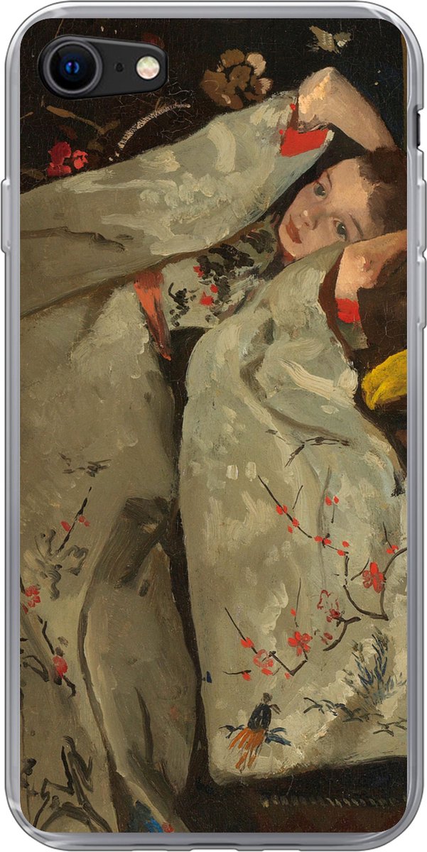 Telefoonhoesje Geschikt voor iPhone 8 hoesje - Meisje in witte kimono - Schilderij van George Hendrik Breitner - Siliconen Telefoonhoesje Telefoonhoesje