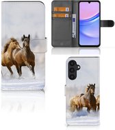 GSM Hoesje Geschikt voor Samsung Galaxy A15 Wallet Book Case Paarden