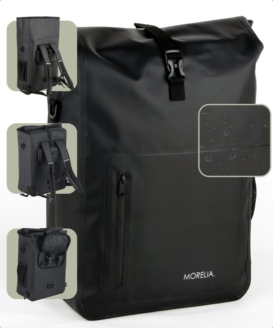 Morelia® 3 in 1 Fietstas - 100% Waterdicht - 28 Liter - fietstassen voor elektrische en standaard fietsen - Tarpaulin materiaal