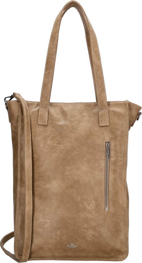 Charm London Liberty Shopper 17,3 inch Laptopvak Premium Leatherlook Business Schoudertas - Tote Bag - Taupe