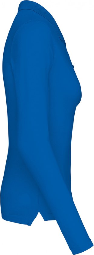Polo Dames XS Kariban Kraag met knopen Lange mouw Light Royal Blue 100% Katoen
