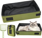 Kattenbak voor op reis, draagbaar, kattenbak, opvouwbaar, waterdicht en ademend, kattenbak voor auto, reizen, camping (45 x 35 x 12,5 cm)