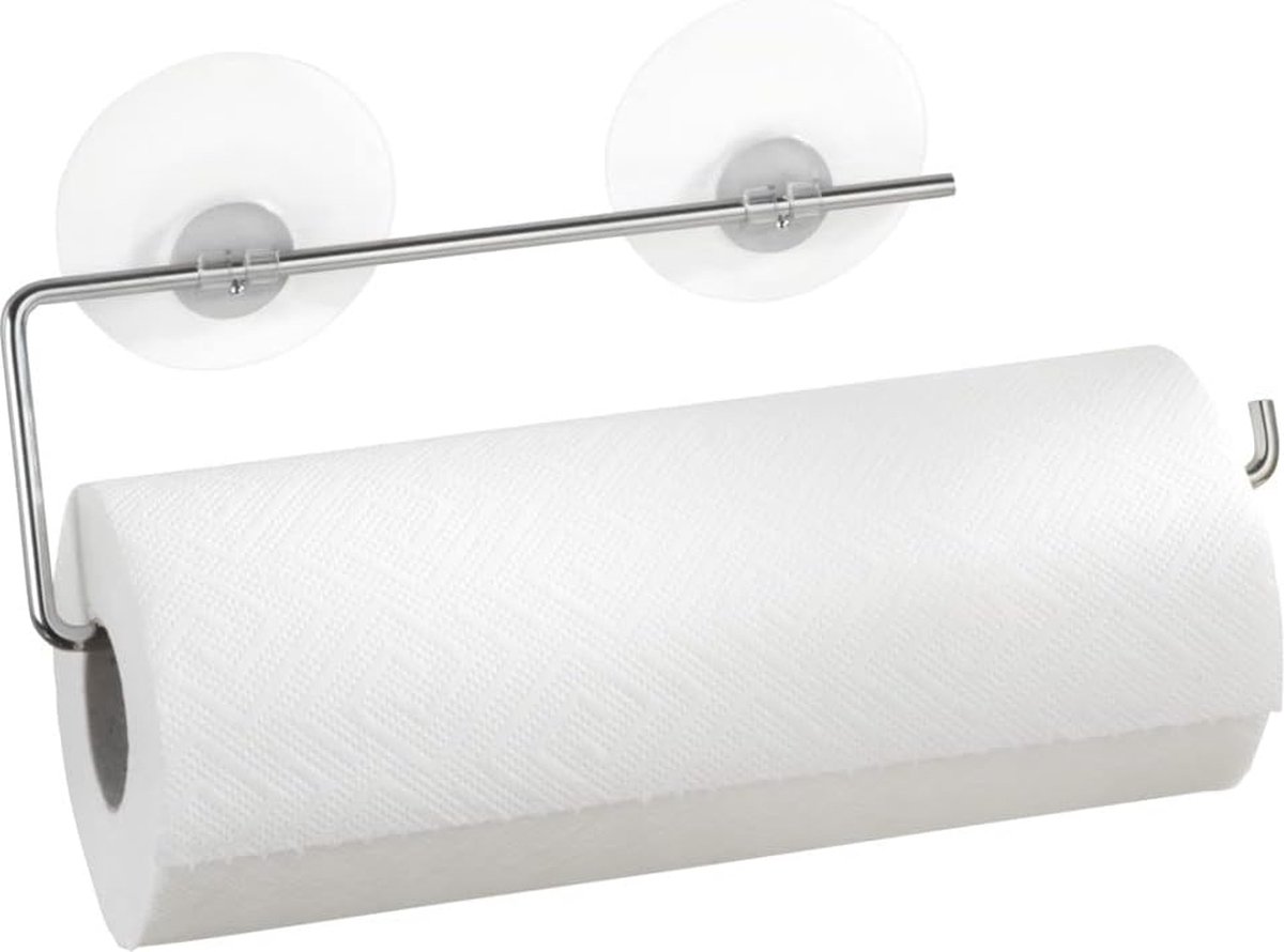 Static Loc Keukenpapierhouder, verchroomd metaal, glanzend zilver
