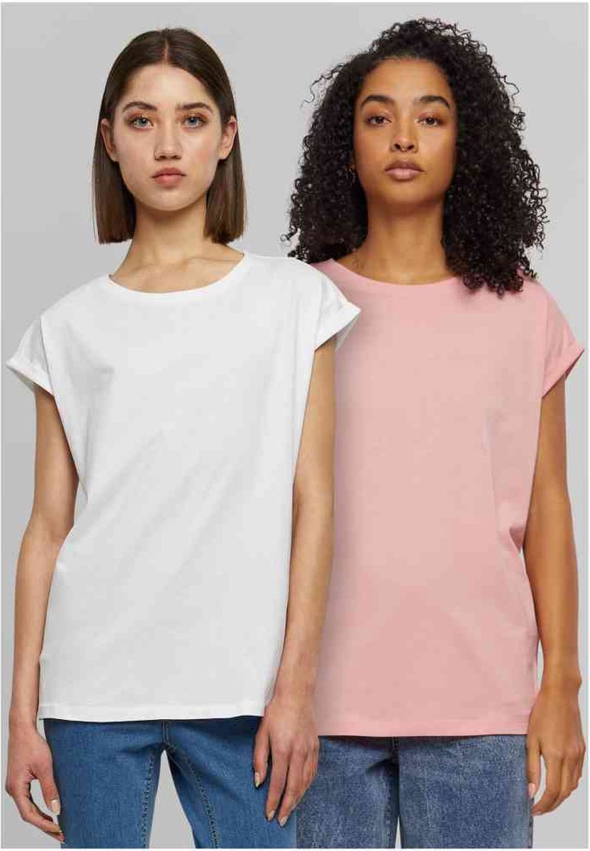 Urban Classics Extended Shoulder 2Pack Dames Tshirt 5XL Roze