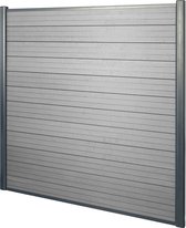 WPC privacyscherm Sarthe, windscherm, aluminium palen ~ basiselement, 1,90m grijs