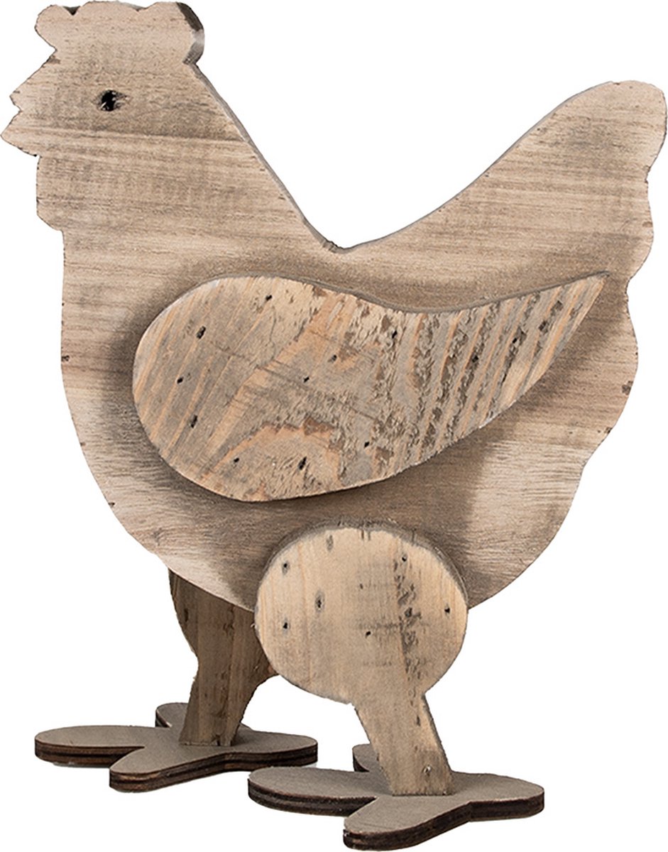 Decoratie Beeld Kip 28 cm Bruin Hout