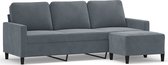 vidaXL - Driezitsbank - met - voetenbank - 180 - cm - fluweel - donkergrijs