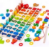 Visjes Vangen Spel met Letter Puzzel en Telraam - Houten Educatief speelgoed - Vissen vangen Hout - Leren Tellen