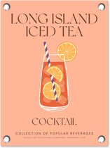 Tuinposter 30x40 cm - Cocktail - Long Island Iced Tea - Oranje - Vintage - Tuindecoratie voor buiten - Schutting decoratie - Tuin - Beach bar accessoires - Tuindoek - Buitenposter