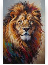 Tableau Lion - Décoration murale animée - Tableau animalier - Décoration murale classique - Peinture sur verre acrylique - Décoration salon - 80 x 120 cm 5mm