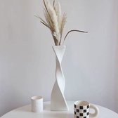 SHOP YOLO-Vase - vase à fleurs blanc en céramique moderne pour herbe de pampa - décoration bohème faite à la main 40 cm de haut devant - blanc