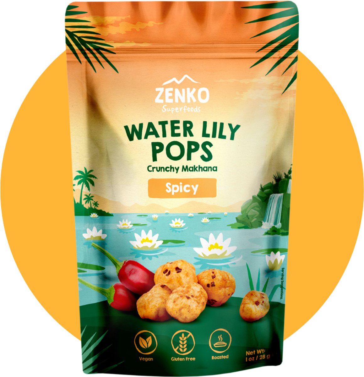 Goedkoopste ZENKO Water Lily Pops - Spicy (8x28g) | Vegan, glutenvrij, 10 proteïne | Gezonde snack | Beter dan popcorn!