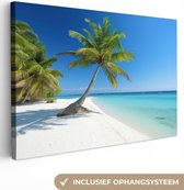 Canvas Schilderij 120x80 cm - Strand - Palmboom - Tropisch - Zee - Wanddecoratie woonkamer - Muurdecoratie keuken - Kamer accessoires - Woondecoratie huis