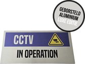 Pictogram/ bord geborsteld aluminium | "CCTV in operation" | 30 x 15 cm | Security | Privé domein | Privaat eigendom | Bewaking | Ongewenst bezoek | Dieven afschrikken | Bewaking | Engels | English | Dikte: 3 mm | 1 stuk