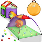 Tente de jeu pour enfants, fosse à balles, tente de jeu pop-up, maison de jeu igloo + tunnel rampant + 200 balles + sac de rangement, pour l'intérieur et l'extérieur