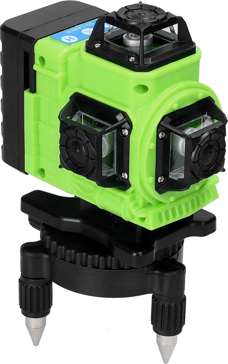 Kkmoon Plein Kruislijnlaser Bouwlaser 4D 16 Lijnen Zelf Nivellerend Met Statief Inclusief Muurbeugel Platform Afstandsbediening 2 Batterijen Opslagcase Groen