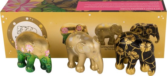 Elephant Parade Golden Delight - Multipack - Handgemaakte Olifanten Beeldjes - 3x7 cm