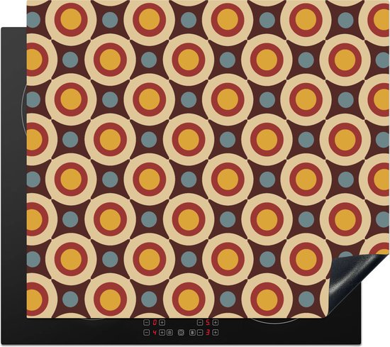 KitchenYeah® Inductie beschermer 59x51 cm - Retro - Vintage - Design - Cirkel - Kookplaataccessoires - Afdekplaat voor kookplaat - Inductiebeschermer - Inductiemat - Inductieplaat mat - Keuken decoratie