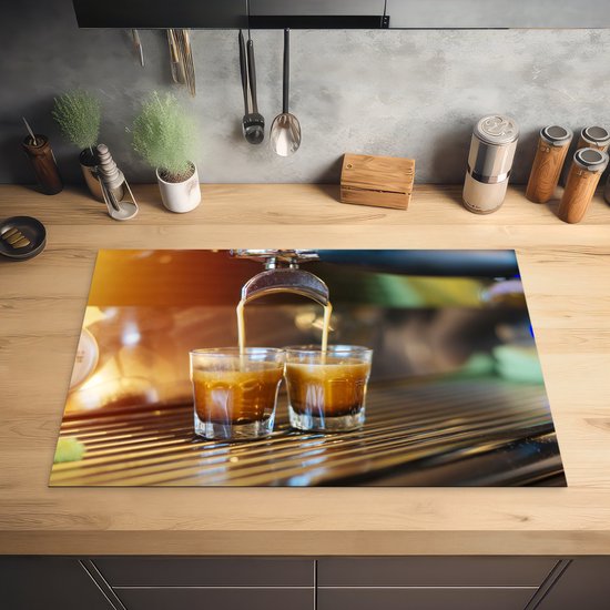KitchenYeah® Inductie beschermer 80x52 cm - Koffiezetapparaat maakt twee espressos - Kookplaataccessoires - Afdekplaat voor kookplaat - Inductiebeschermer - Inductiemat - Inductieplaat mat
