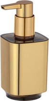 Gold Zeepdispenser Navulbare zeepdispenser voor vloeibare zeep en lotion van hoogwaardig kunststof met iriserend glanzend oppervlak in goud, 7 x 16,5 x 8 cm, inhoud 300 ml
