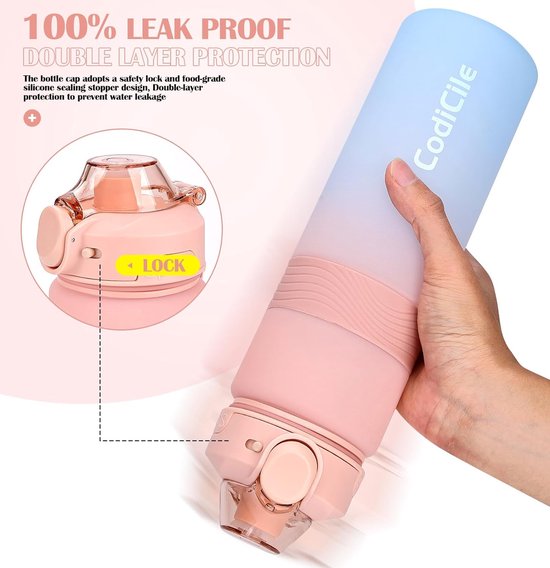 64oz geïsoleerde waterfles voor sportschool: 2-in-1 rieten