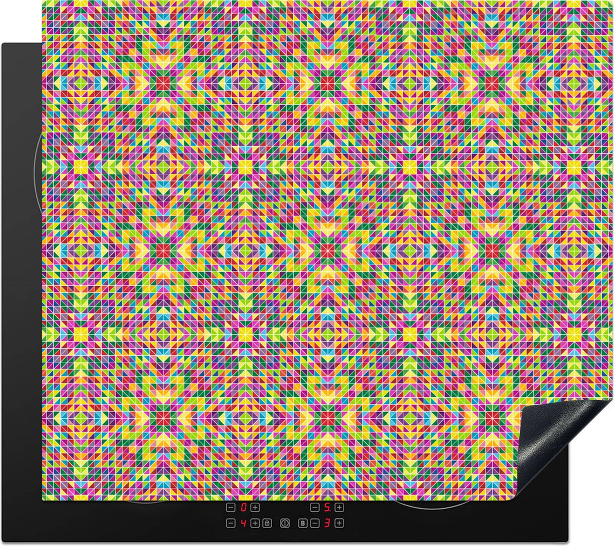 KitchenYeah® Inductie beschermer 58.3x51.3 cm - Caleidoscoop - Patronen - Regenboog - Kookplaataccessoires - Afdekplaat voor kookplaat - Inductiebeschermer - Inductiemat - Inductieplaat mat
