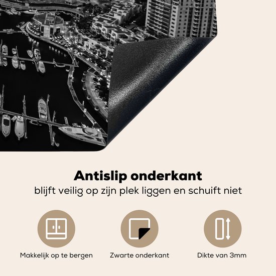 KitchenYeah® Inductie beschermer 83x51.5 cm - Zwart - Wit - Dubai - Boot - Kookplaataccessoires - Afdekplaat voor kookplaat - Inductiebeschermer - Inductiemat - Inductieplaat mat