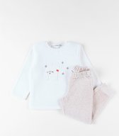 2-delige pyjama met hertje uit fluweel, gemêleerd beige