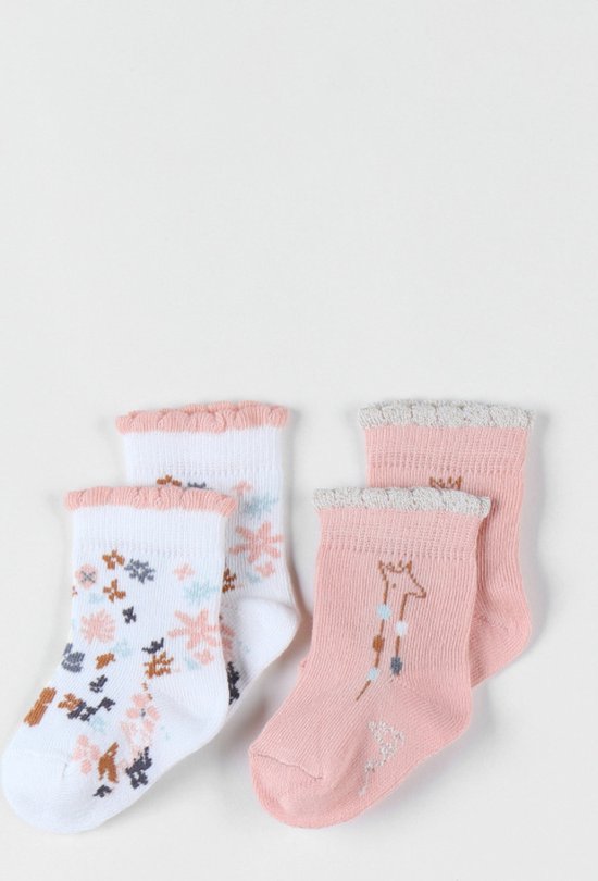 Set met 2 paar sokken uit tricot/lichtroze/ecru