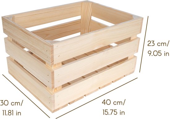 Fruitkist wijnkist houten krat vintage gevlamd 50x40x30 cm in een SET