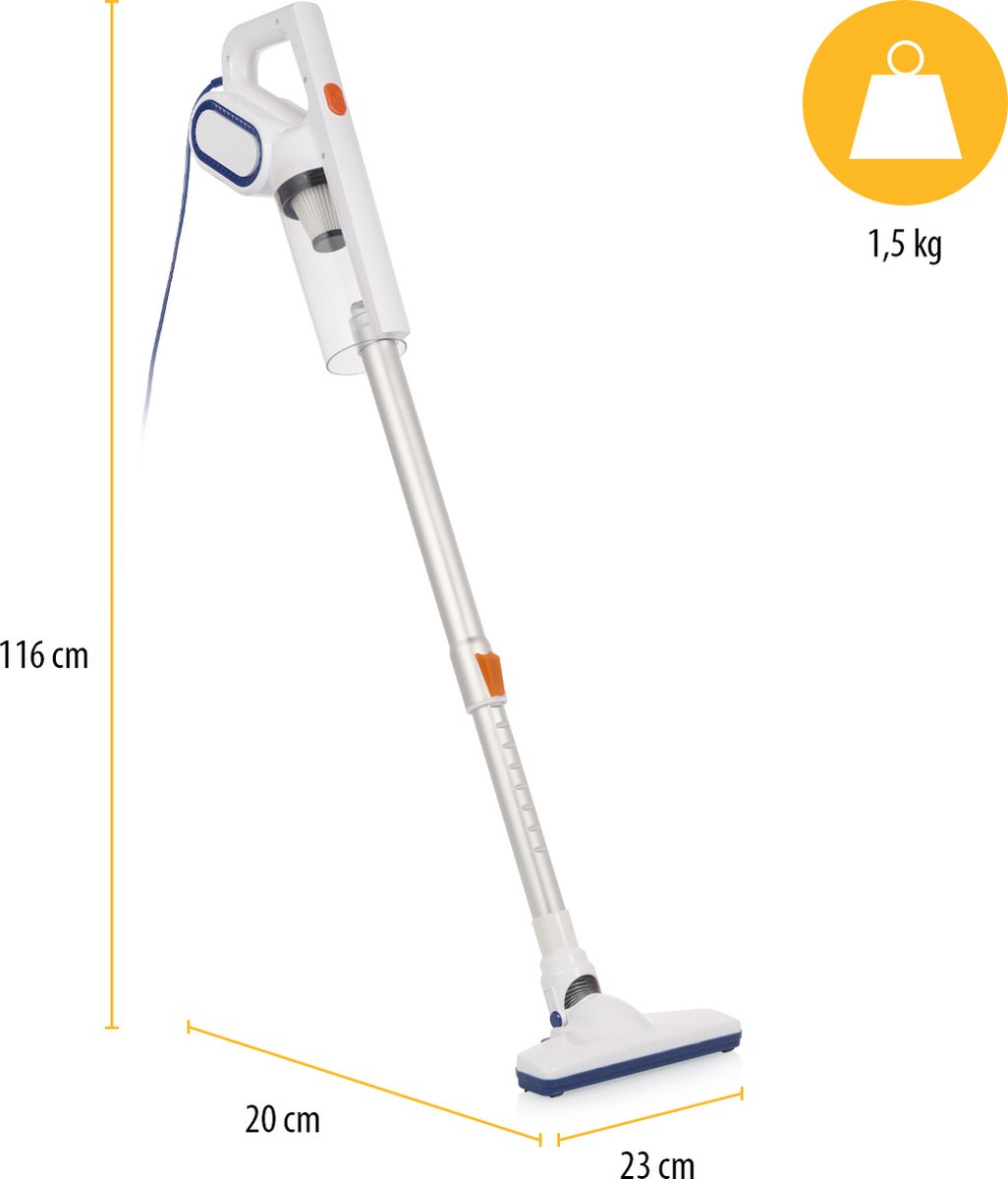 Tristar Steelstofzuiger SZ-2308 - 2-in-1 steelstofzuiger met afneembare kruimeldief - Stofzuiger & handstofzuiger - Regelbare zuigkracht - Snoer 6 meter - Wit – foto 5