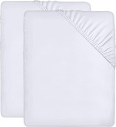 Set de 2 draps housse 135 x 190 cm blanc drap housse microfibre brossée poche profondeur 35 cm