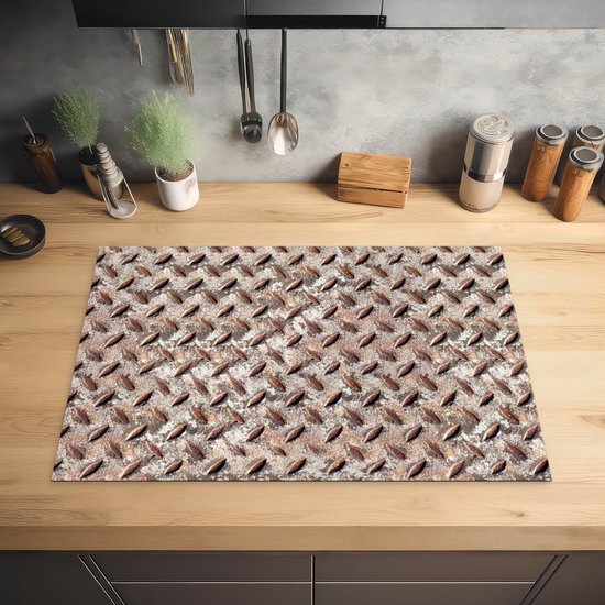 KitchenYeah® Inductie beschermer 76x51.5 cm - Metaal - Platen - Roest print - Patronen - Kookplaataccessoires - Afdekplaat voor kookplaat - Inductiebeschermer - Inductiemat - Inductieplaat mat